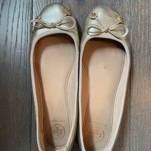 Tory Burch gold ballerina flats (used)